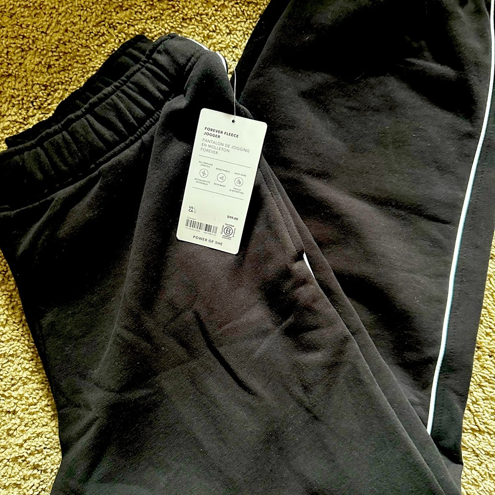 Athleta Black Jogger Pants with White Stripe